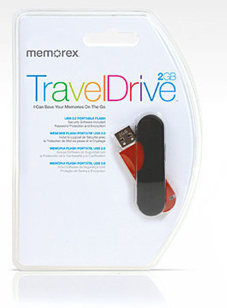 Memorex TravelDrive 2GB 2ГБ USB 2.0 Тип -A Черный, Красный USB флеш накопитель