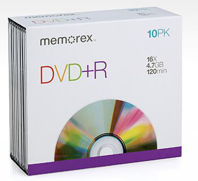Imation 16x DVD+R With Slimline Jewel Case 10 Pack 4.7GB DVD+R 10Stück(e)