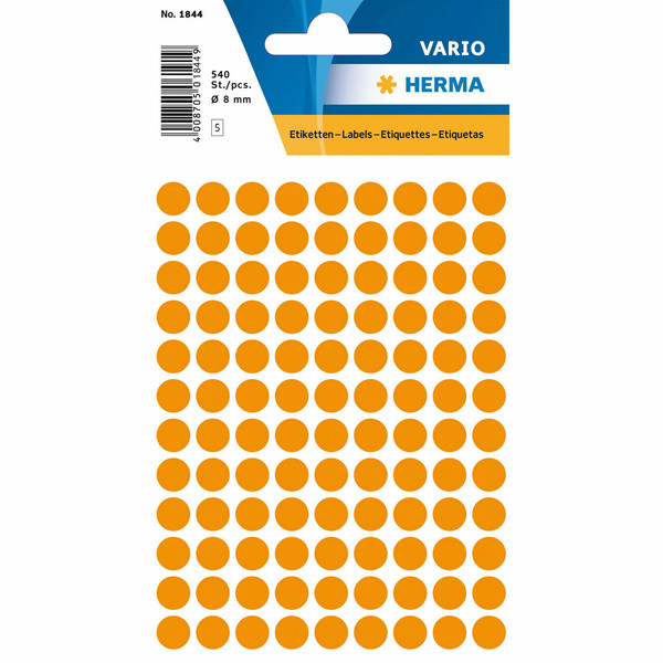 HERMA Multi-purpose labels Ø 8 mm round luminous orange paper matt 540 pcs. self-adhesive label