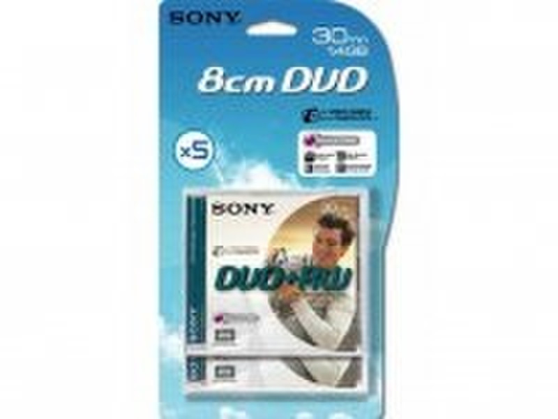 Sony DVD+RW 8cm 30min/1.4Gb (5) 1.4ГБ DVD+RW 5шт