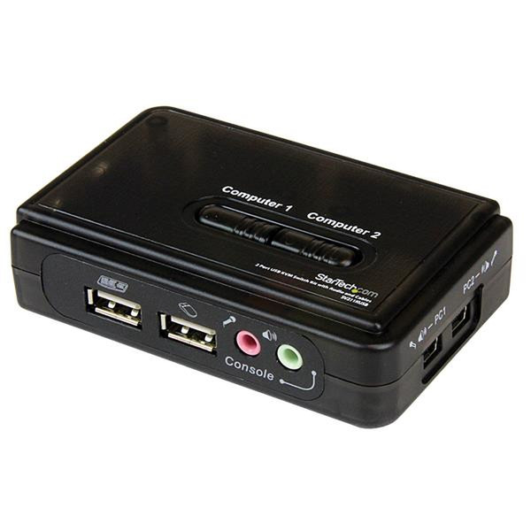 StarTech.com 2 Port Black USB KVM Switch Kit with Audio and Cables KVM switch