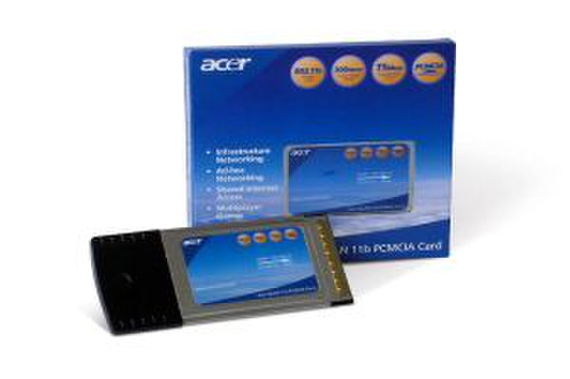 Acer WLAN PCMCIA Card IEEE802.11b Wi-Ficertification up to 11Mbps 2.4 11Мбит/с сетевая карта