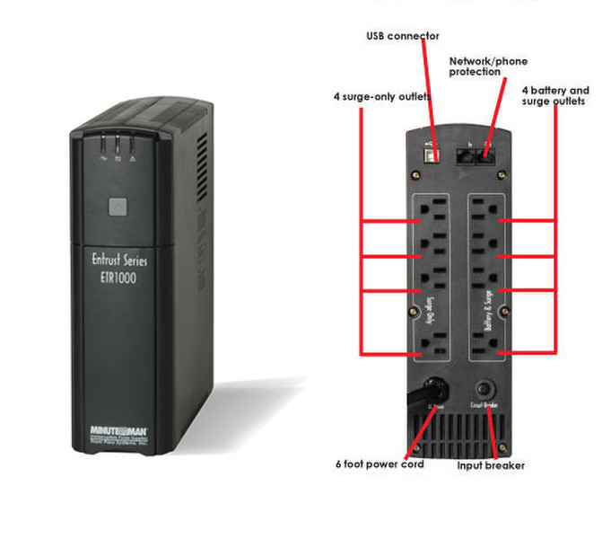Minute Man Entrust ETR1000 1000VA Black uninterruptible power supply (UPS)