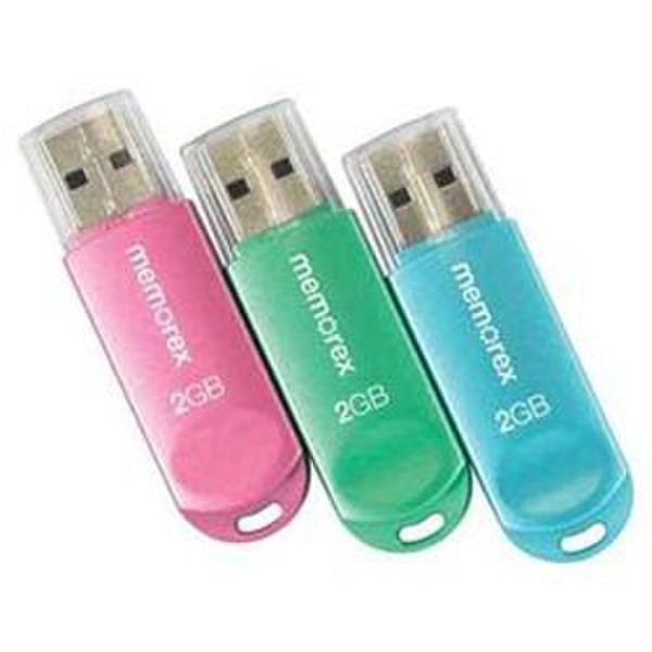 Memorex Mini TravelDrive 2ГБ USB 2.0 Тип -A Синий, Зеленый, Розовый USB флеш накопитель