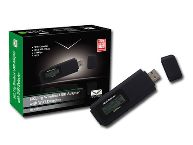 Canyon Network Adapter, Wireless, 54Mbps, Retail, IEEE 802.11b/IEEE 802.11g, USB 2.0 54Мбит/с сетевая карта