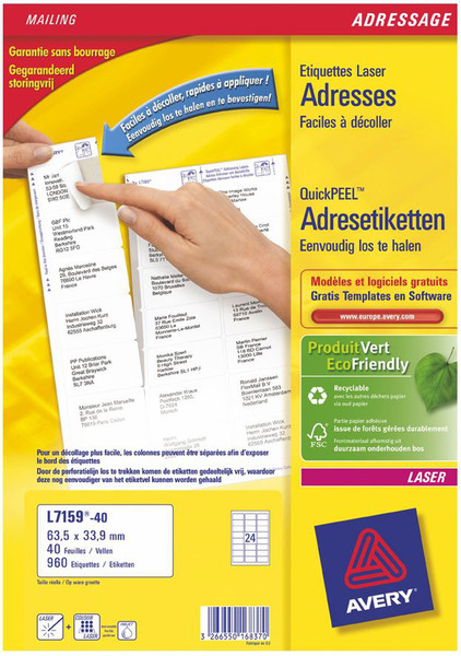 Avery L7159-40 printer label