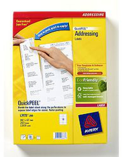 Avery QuickPEEL Addressing Labels Weiß 2500Stück(e) selbstklebendes Etikett