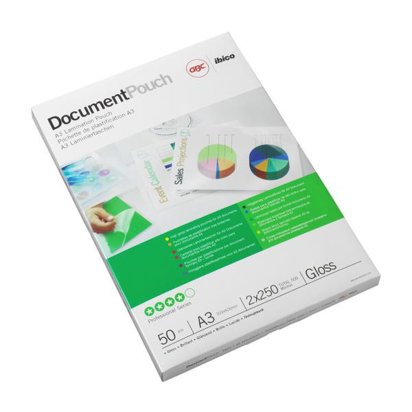 GBC Document Laminating Pouches A3 2x75 Micron Gloss (25) laminator pouch