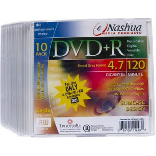 Nashua DVD+R 16x 100x 4.7GB DVD+R 100pc(s)