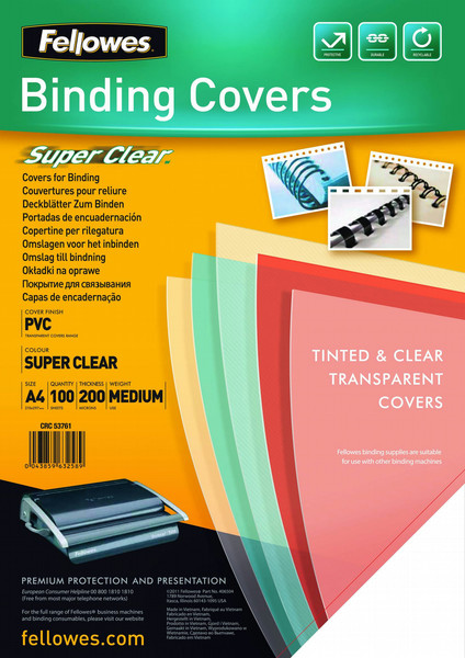 Fellowes 5376001 A4 PVC Transparent 100pc(s) binding cover