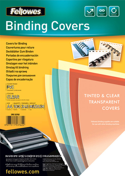 Fellowes 53762 Plastic Transparent 100pc(s) binding cover