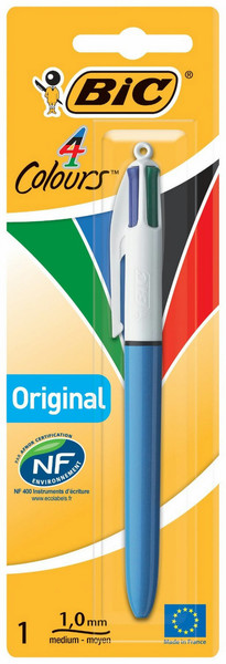 BIC 4-Color Clip-on retractable ballpoint pen Средний Черный, Синий, Зеленый, Красный