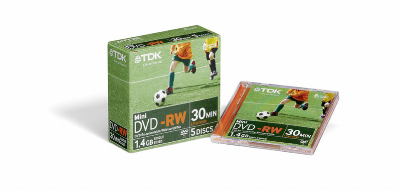 TDK T19487 1.4ГБ DVD-RW 5шт чистый DVD