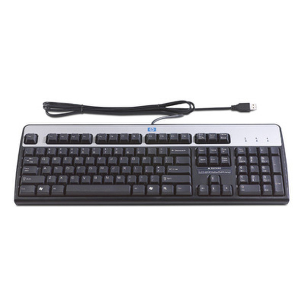 HP 435382-B31 USB QWERTY Английский Черный, Cеребряный клавиатура