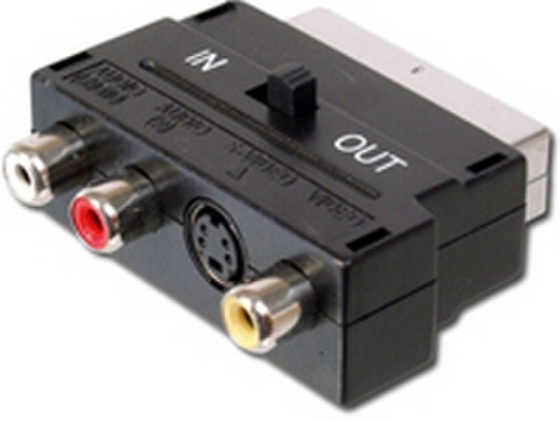 Digitus DB-115601 SCART 3x RCA + S-VHS 4pin Черный кабельный разъем/переходник