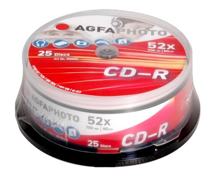 AgfaPhoto 450001 CD-R 700МБ 25шт чистые CD