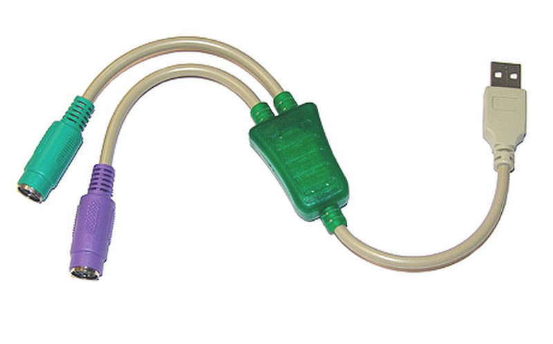 Revoltec USB - PS2 USB A 2 x PS2 Зеленый, Серый, Фиолетовый кабельный разъем/переходник