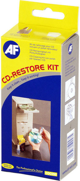 AF CD Restore Kit CD's/DVD's Equipment cleansing wet/dry cloths & liquid 30ml