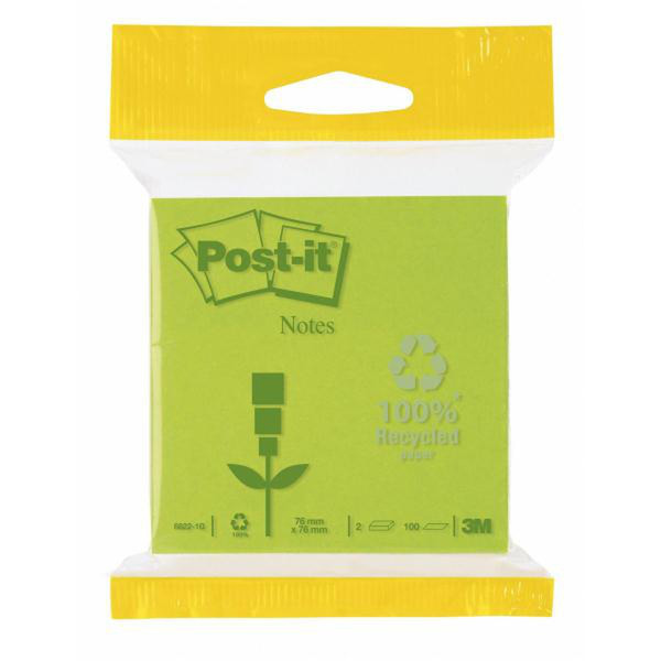 3M Post-it 76 x 76mm (2 x 100) Зеленый 2шт самоклеящийся ярлык