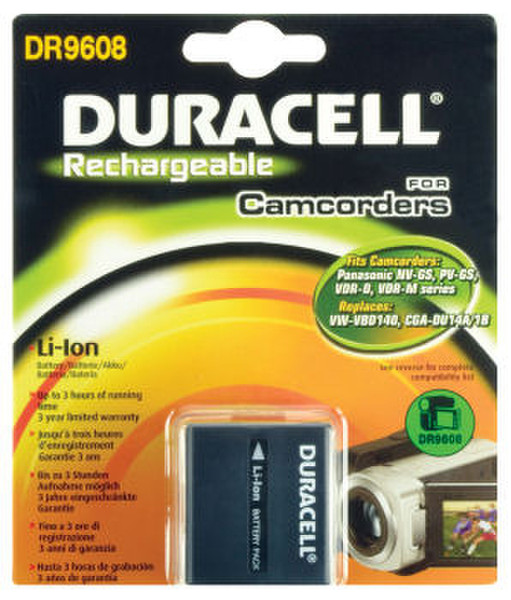 Duracell Camcorder Battery 7.4v 1440mAh Lithium-Ion (Li-Ion) 1440mAh 7.4V rechargeable battery