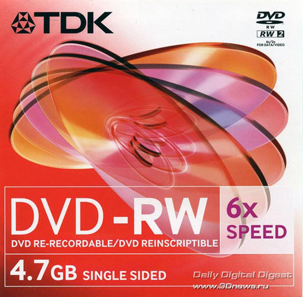 TDK T19855 4.7ГБ DVD-RW 10шт чистый DVD