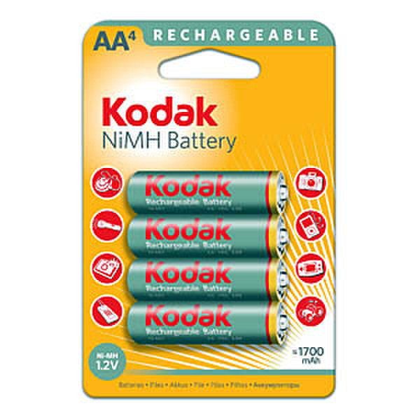 Kodak 1x4 KAAHR-4 Mignon Nickel-Metallhydrid (NiMH) 1700mAh 1.2V Wiederaufladbare Batterie