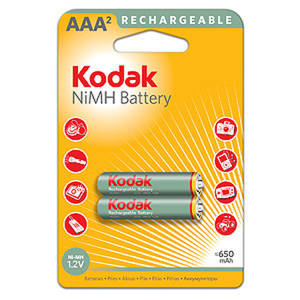 Kodak 1x2 k3AHR Micro Никель-металл-гидридный (NiMH) 650мА·ч 1.2В аккумуляторная батарея
