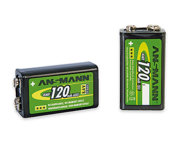 Ansmann 9V Block - 120mAh Nickel-Metallhydrid (NiMH) 120mAh 8.4V Wiederaufladbare Batterie