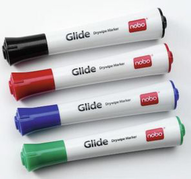 Nobo Glide Drywipe Markers Fine Nib Assorted (4) marker