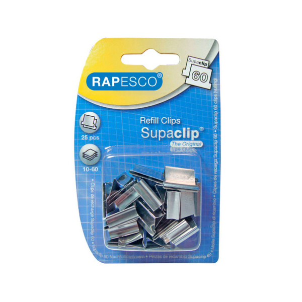 Rapesco Supaclip 60 25шт Нержавеющая сталь прищепка для документов