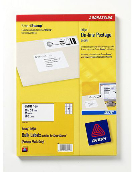 Avery J5101-25 White 500pc(s) self-adhesive label