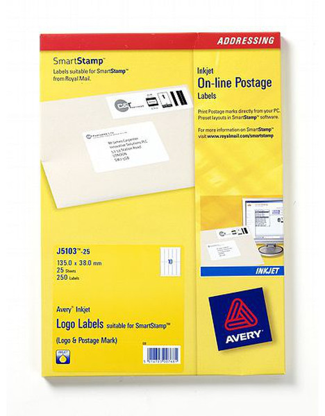 Avery J5103-25 White 250pc(s) self-adhesive label