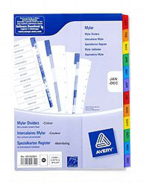 Avery Mylar Reinforced Dividers with Printable Contents Sheet Multicolour divider