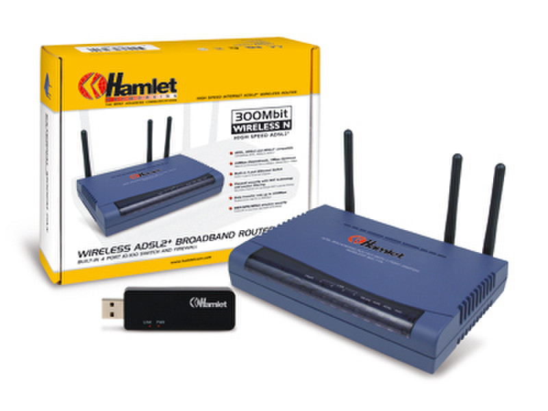 Hamlet HNWK300N Blau WLAN-Router