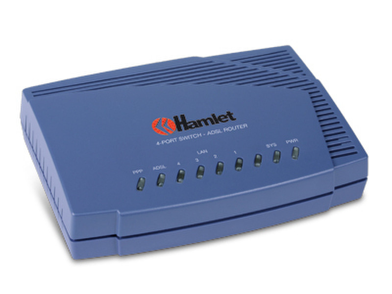 Hamlet HRDSL512P4 Ethernet LAN ADSL Blue wired router