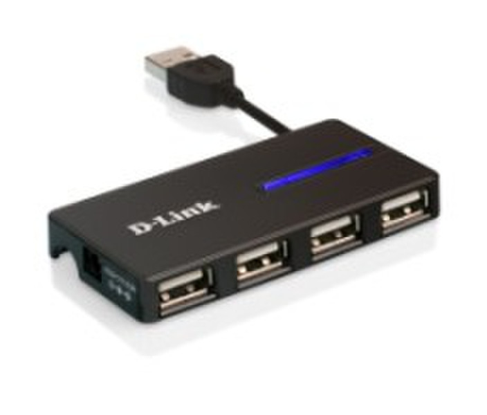 D-Link DUB-104 480Мбит/с Черный хаб-разветвитель