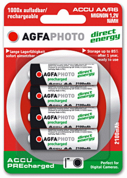 AgfaPhoto Direct Energy Nickel-Metallhydrid (NiMH) 2100mAh 1.2V Wiederaufladbare Batterie