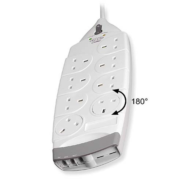 Belkin Surge Protector/8 outlet 220V 8розетка(и) 220В 4м Белый сетевой фильтр