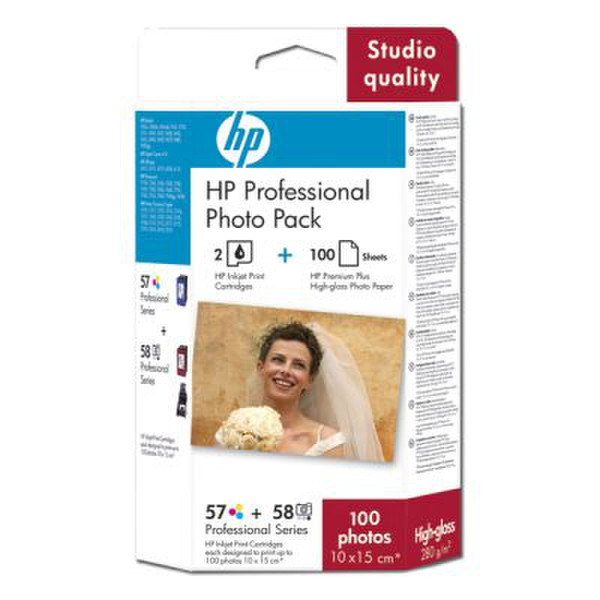 HP 57/58 Series Professional Photo Pack-10 x 15 cm plus tab/100 sht