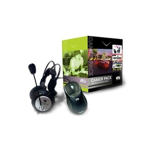 Canyon Cover Box For GamerPack, Mouse+Hds+Mic USB Лазерный 800dpi Черный компьютерная мышь