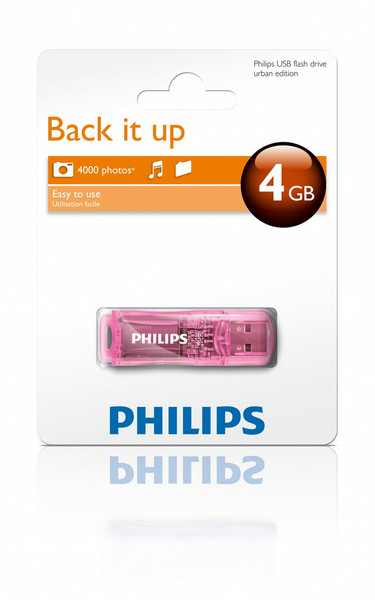 Philips FM04FD35B/00 4ГБ USB 2.0 Тип -A Розовый USB флеш накопитель