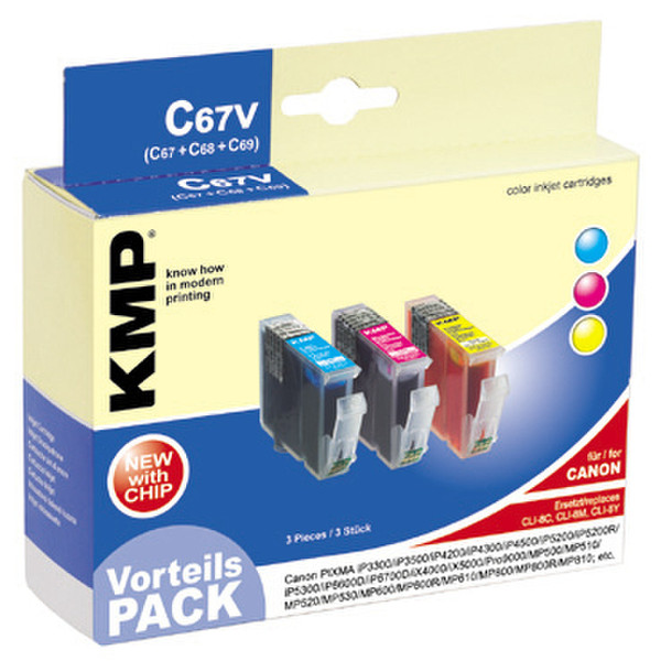 KMP C67V cyan,magenta,yellow ink cartridge