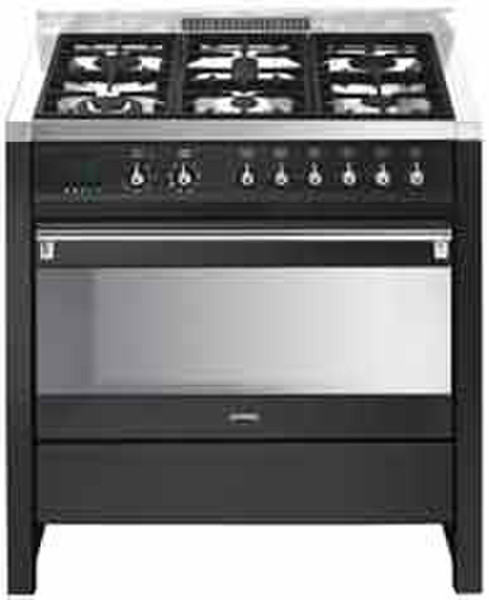 Smeg CS19A-6 Отдельностоящий Gas hob A Черный, Нержавеющая сталь кухонная плита