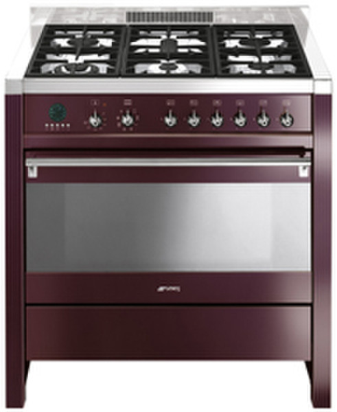 Smeg CS19RW-6 Freestanding Gas hob A Red cooker