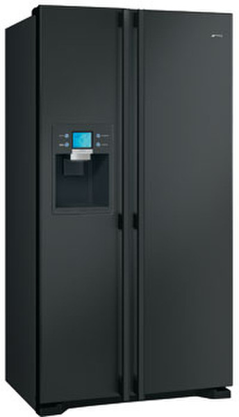 Smeg SS55PNL freestanding 538L A+ Black side-by-side refrigerator