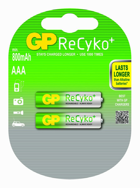 GP Batteries NiMH rechargeable batteries ReCyko+ Nickel Metal Hydride 850mAh 1.2V rechargeable battery
