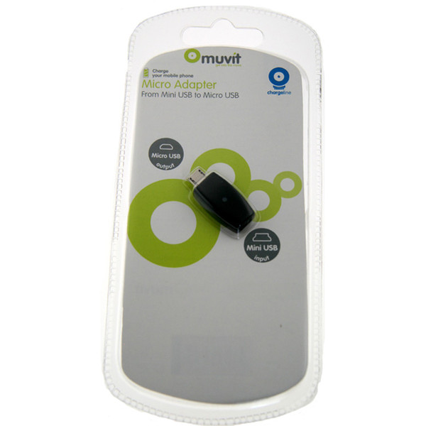 Muvit Mini USB to Micro USB Adaptor Mini USB Micro USB Schwarz Kabelschnittstellen-/adapter