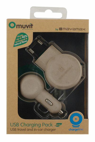 Muvit ECO USB Charging Pack (Travel+Car) Ladegerät für Mobilgeräte