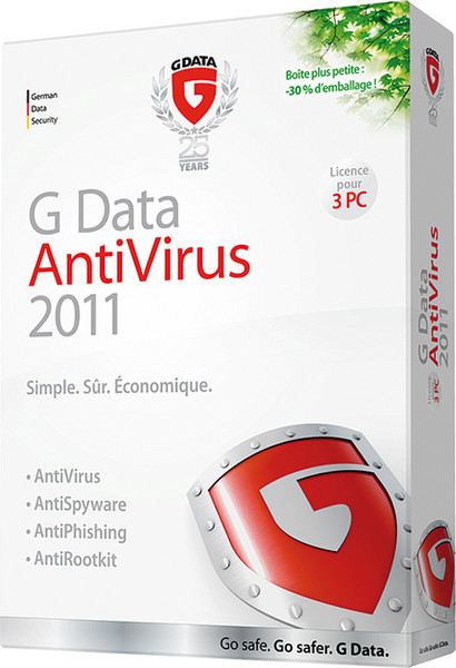 G DATA AntiVirus 2011 3 PC FR 1year(s) French