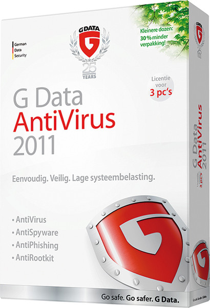 G DATA AntiVirus 2011 3user(s) 1year(s) Dutch